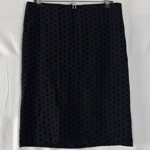 Premise Studio Size 6 Polka Dot Straight Pencil Stretch Knee Length Skirt Black